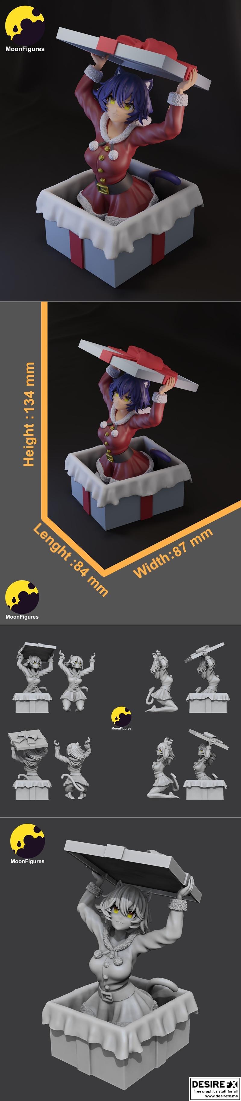 月之图腾-猫娘-3D打印模型|MoonFigures – Neko – 3D Print Model STL