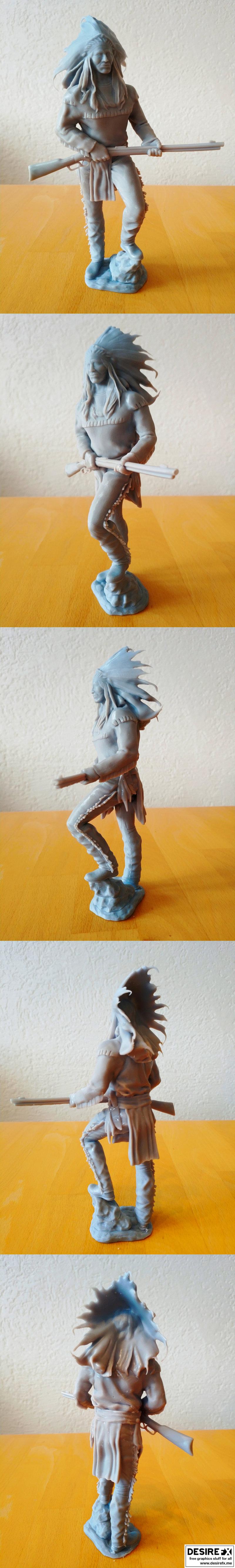 印第安酋长持步枪——3D打印模型|Indian Chief with a Rifle – 3D Print Model