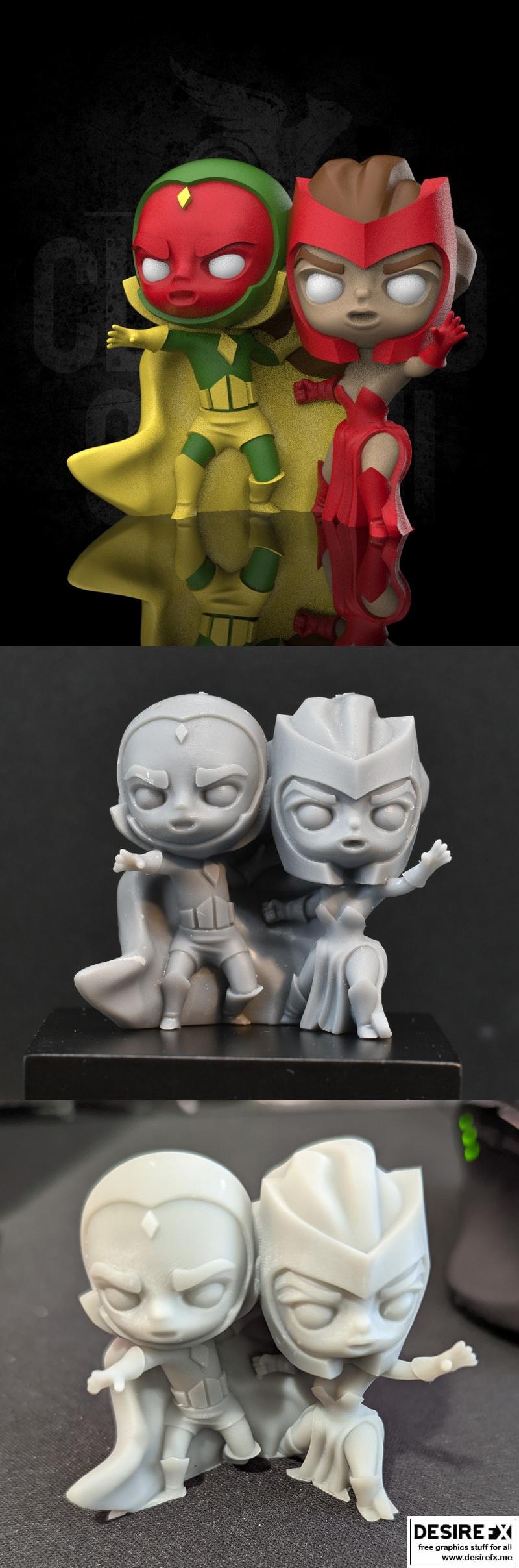 视觉与绯红女巫Chibi款3D打印模型|Vision and Scarlet Witch Chibi – 3D Print Model