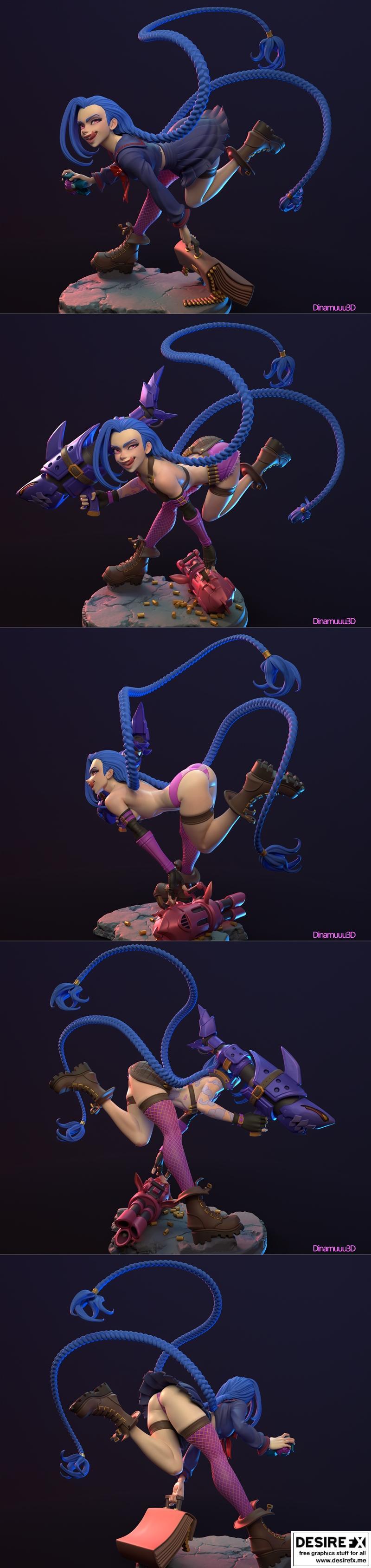 Dinamuuu3D - 3D打印模型 - Jinx（漫威/游戏角色）|Dinamuuu3D – Jinx – 3D Print Model STL