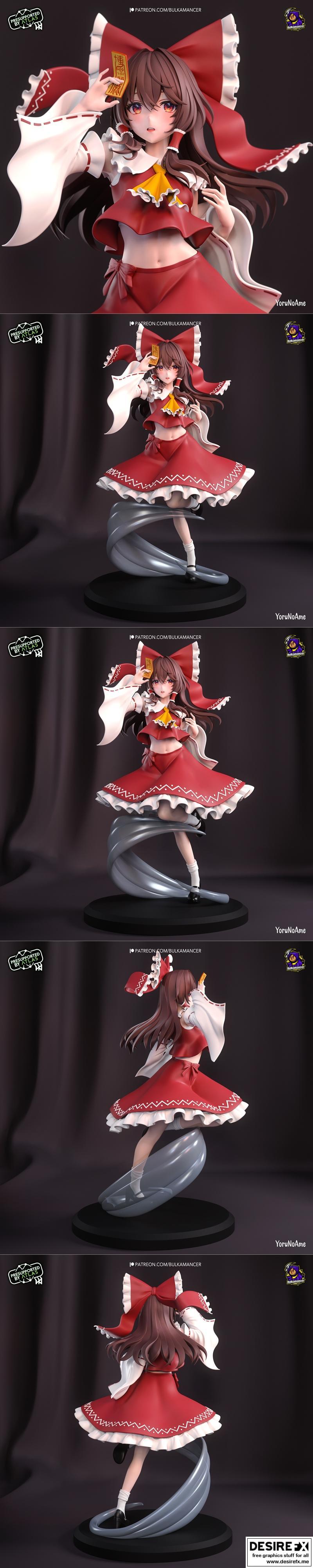 3D打印模型：东方Project·冯美·可动人偶|Bulkamancer Sculpts – Reimu – Touhou Project – 3D Print Model STL