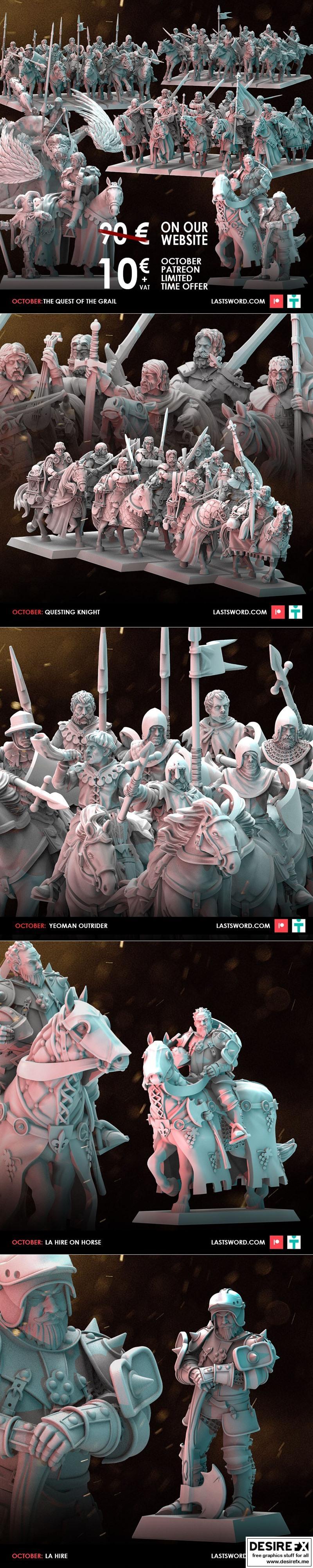 Last Sword迷你模型—圣杯传说10月版3D打印模型|Last Sword Miniatures – Quest of the Grail Octubre 2023 – 3D Print Model STL