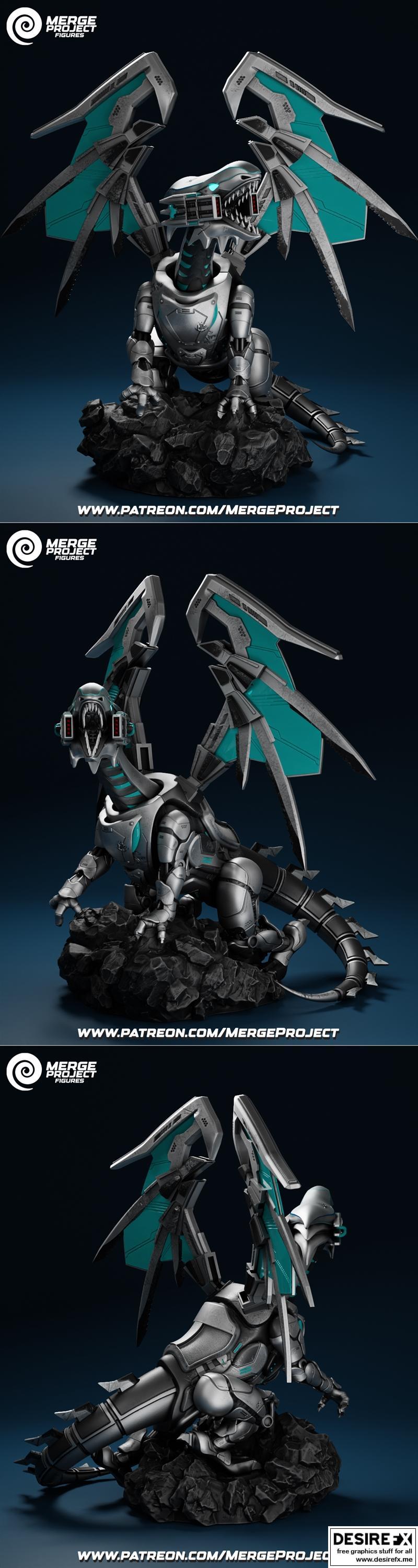 融合项目图 - 机械蓝眼白龙 - 3D打印模型|Merge Project Figures – Mecha Blue Eyes White Dragon – 3D Print Model STL