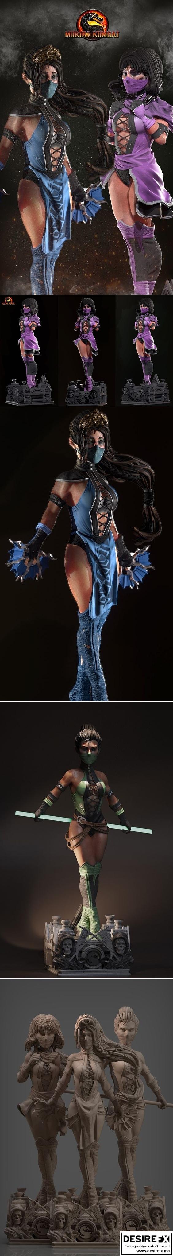 Mortal Kombat 三位女性角色全新3D打印模型|Mileena, Kitana and Jade new style from Mortal Kombat – 3D Print Model STL