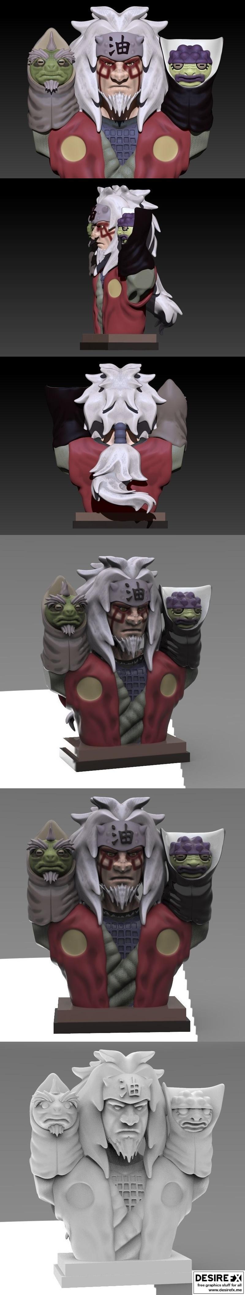 杰拉亚 3D打印模型 Naruto|Jiraya Bust Naruto – 3D Print Model
