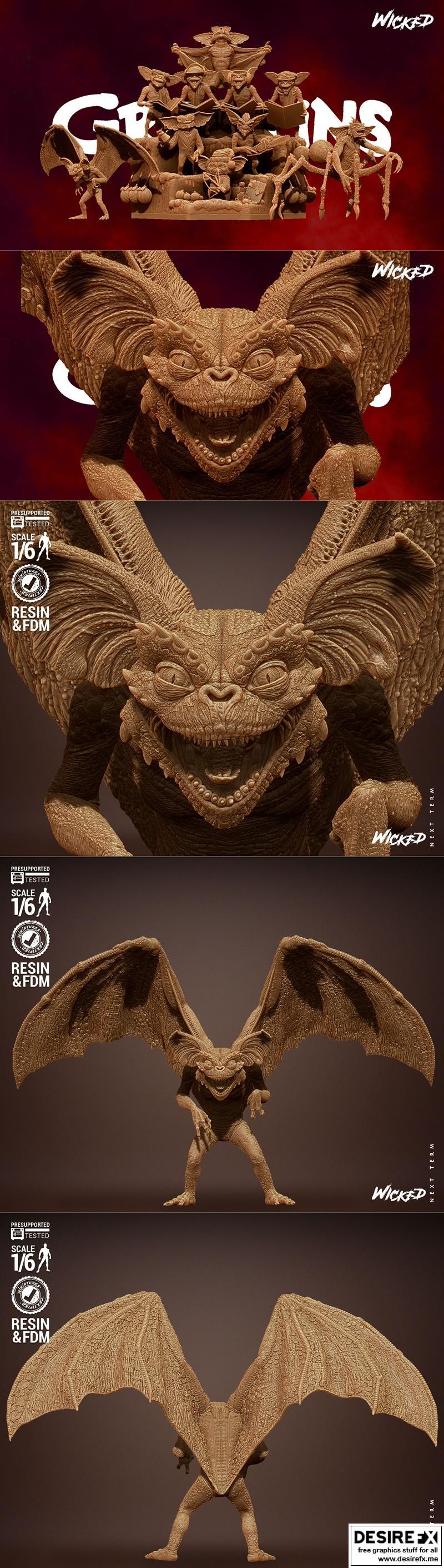邪恶小怪兽——格列姆利蝙蝠雕塑3D打印模型|Wicked – Gremlins Bat Sculpture – 3D Print Model STL