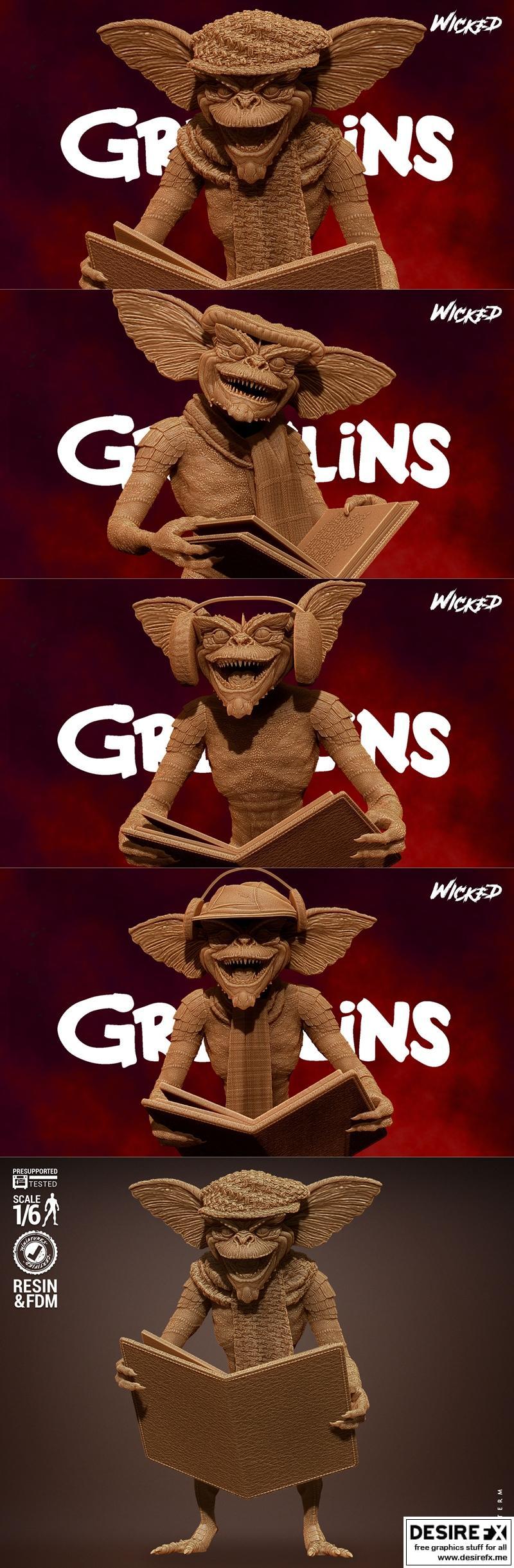 邪恶小怪兽圣诞雕塑 3D打印模型|Wicked – Gremlins Carols Sculpture – 3D Print Model STL
