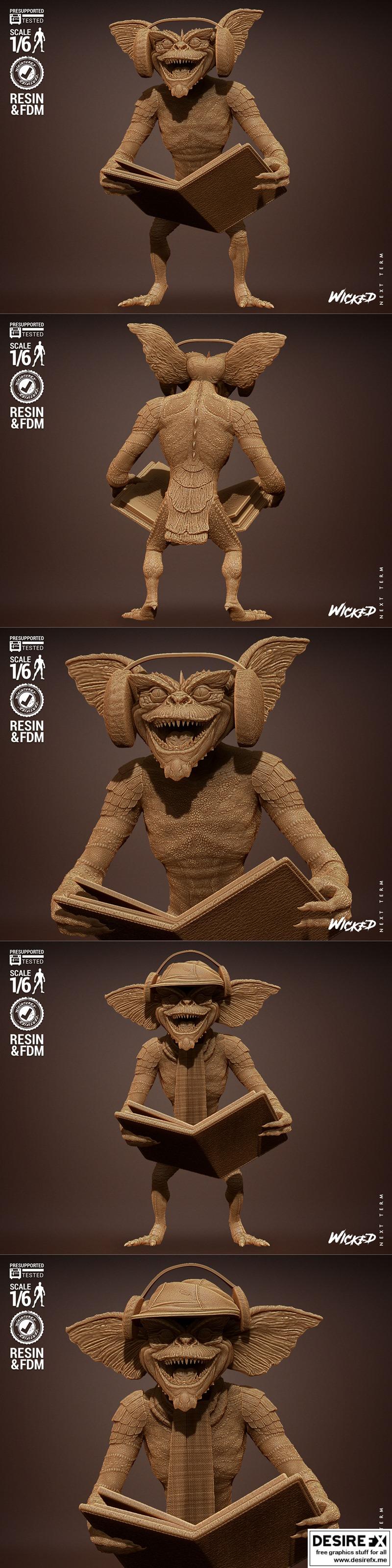 邪恶小怪兽圣诞雕塑 3D打印模型|Wicked – Gremlins Carols Sculpture – 3D Print Model STL