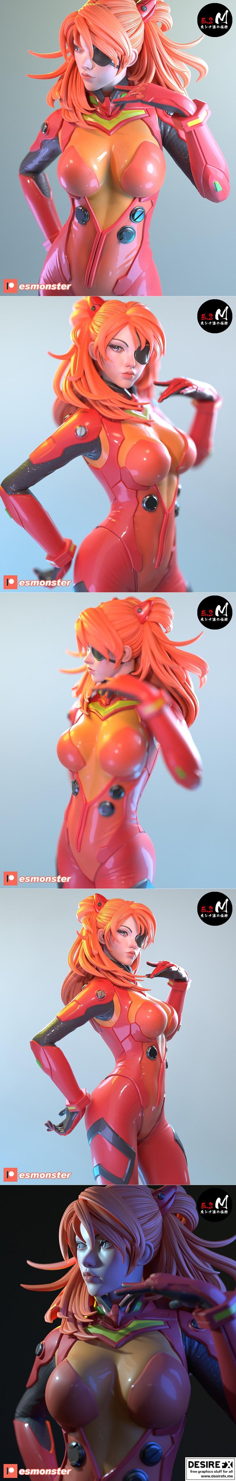 E.S.怪物 - 亚思卡 - 3D打印模型|E.S Monster – Asuka – 3D Print Model STL