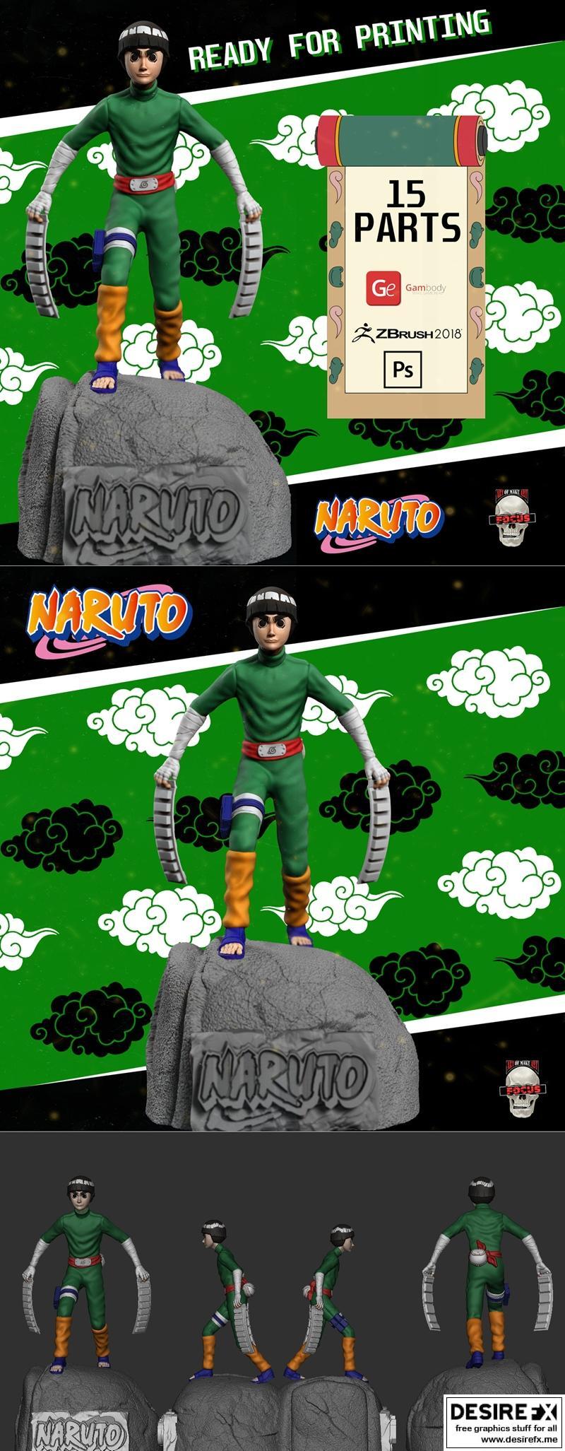 罗小虎 - 3D打印模型 - 佐助|Rock Lee – 3D Print Model STL