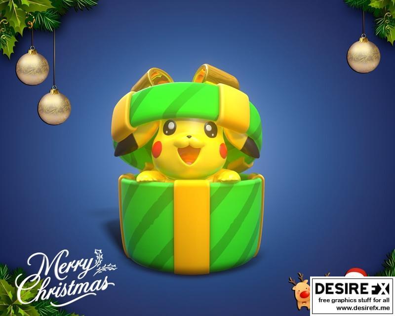 皮卡丘圣诞模型 3D打印版|Pikachu Merry – 3D Print Model STL