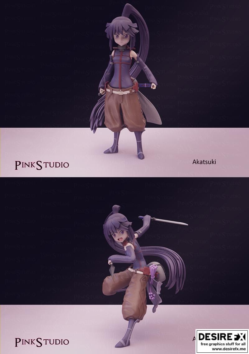 PinkStudio - 月读标准姿势与攻击姿态 3D打印模型|PinkStudio – Akatsuki Standart and Attack Pose – 3D Print Model STL