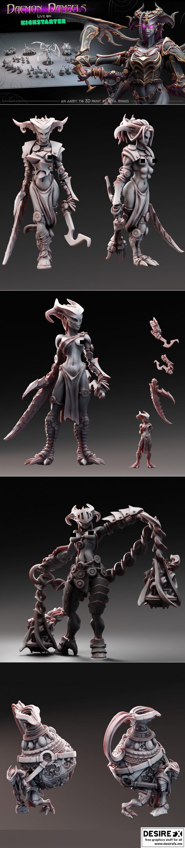 恶魔女仆——3D打印模型|Daemon Damzels – An Army to – 3D Print Model STL
