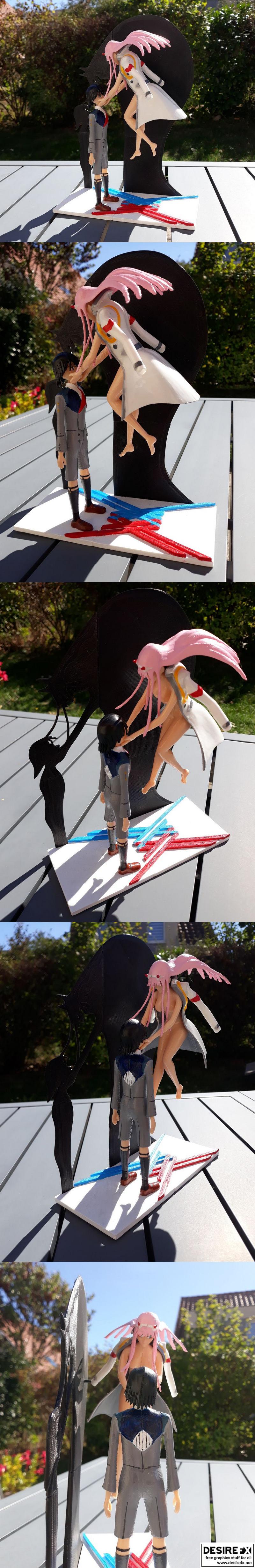 Hiro与Zero Two 3D打印模型|Hiro x Zero Two – Darling in the FranXX – 3D Print Model