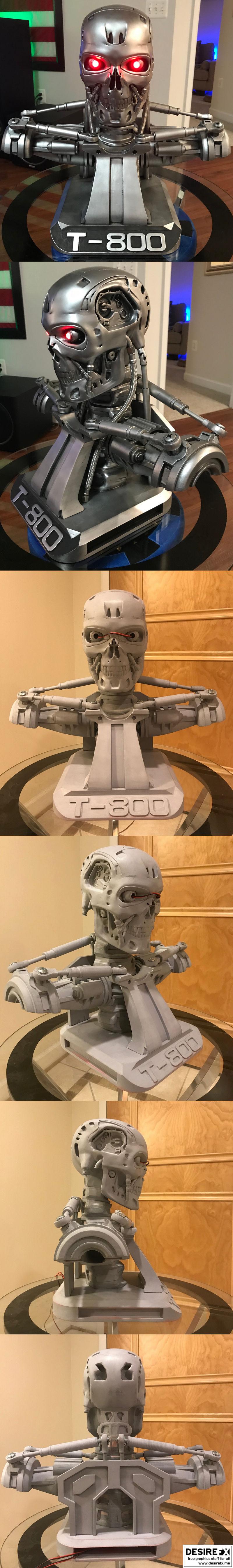 终结者T800摆件 - 3D打印模型|Terminator T800 Bust – 3D Print Model