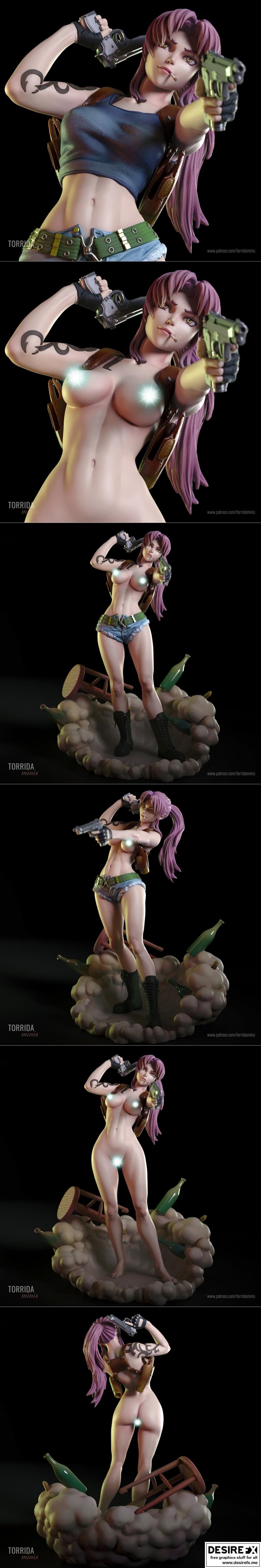 黑礁：雷维迷你模型 3D打印版|Torrida Minis – Revy from Black Lagoon – 3D Print Model STL