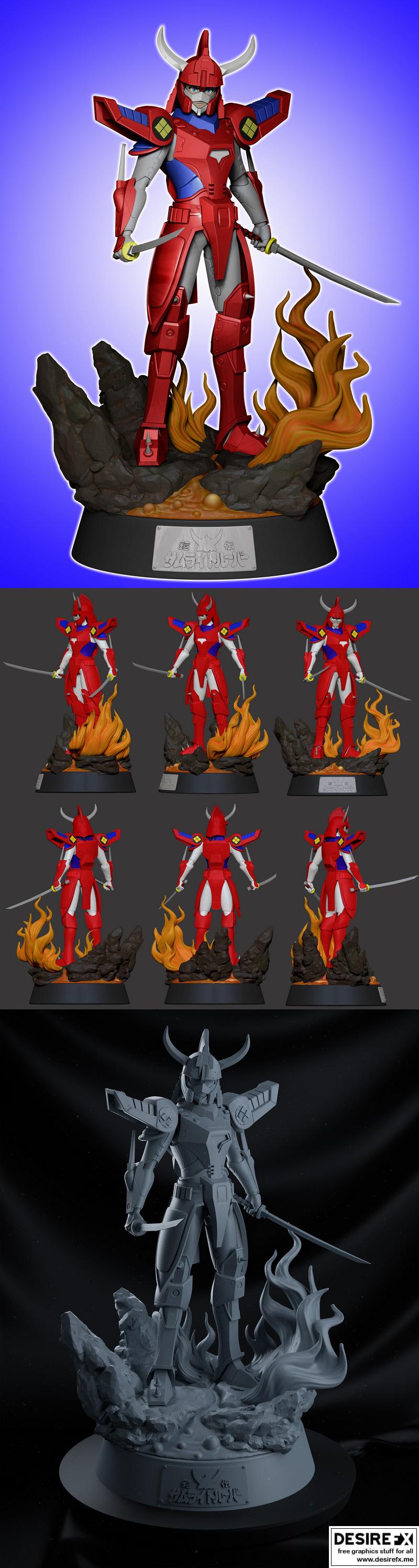 佐藤利夫 火焰武士战士 3D打印模型|Ryo Sanada the Wildfire Samurai Warrior – 3D Print Model