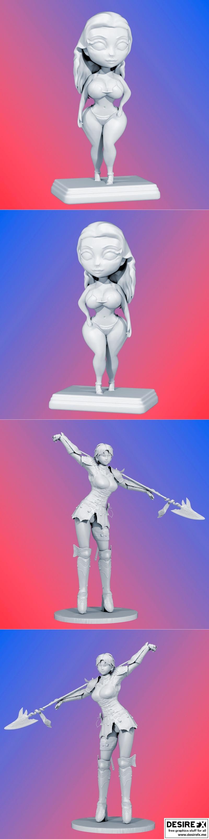 阿比盖尔·莫里斯甜妹萌系与艾莉亚·瓦尔基里角色3D打印模型STL|Abigail Morris Hot Chibi and Aelia valkyrie profile – 3D Print Model STL