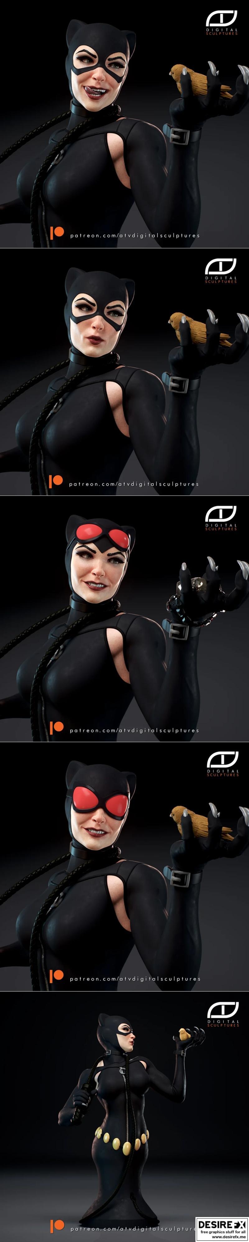 3D打印猫女模型|ATV – Catwoman Bust – 3D Print Model STL