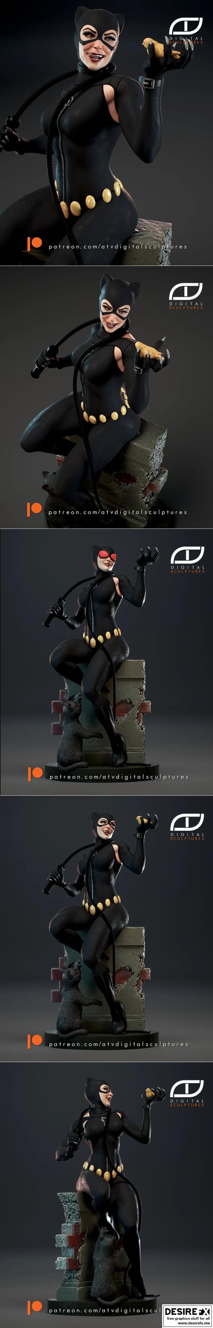 3D打印模型：猫女（Catwoman）动漫角色雕塑|ATV – Catwoman – 3D Print Model STL