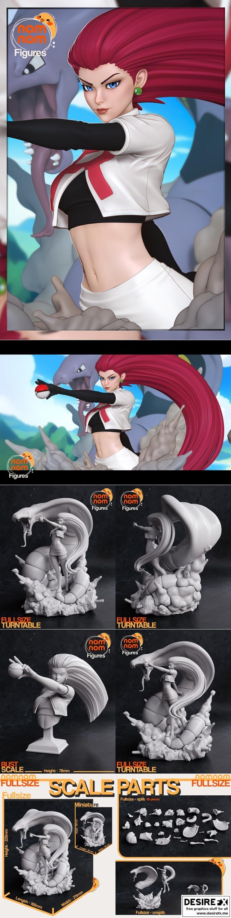 宝可梦杰西的3D打印模型|Nomnom Figures – Jessie from Pokemon – 3D Print Model STL