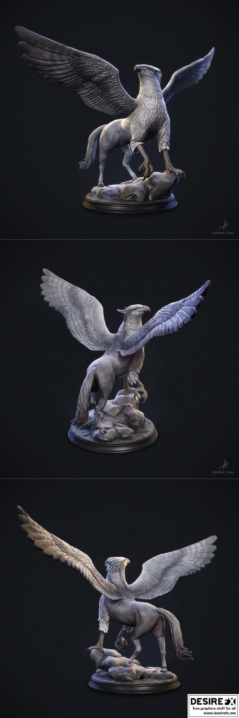 Griffin - 骑士与龙的奇幻生物 3D打印模型|Griffin – Hippogriff – 3D Print Model STL
