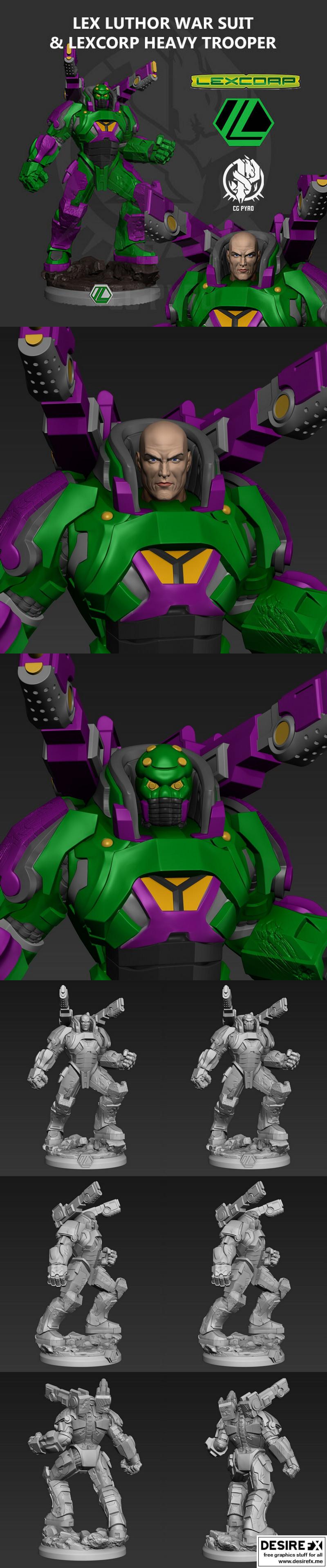 乐高洛克哈特战甲与乐高集团重装兵——3D打印模型|Lex Luthor Warsuite & Lexcorp Heavy Trooper – 3D Print Model