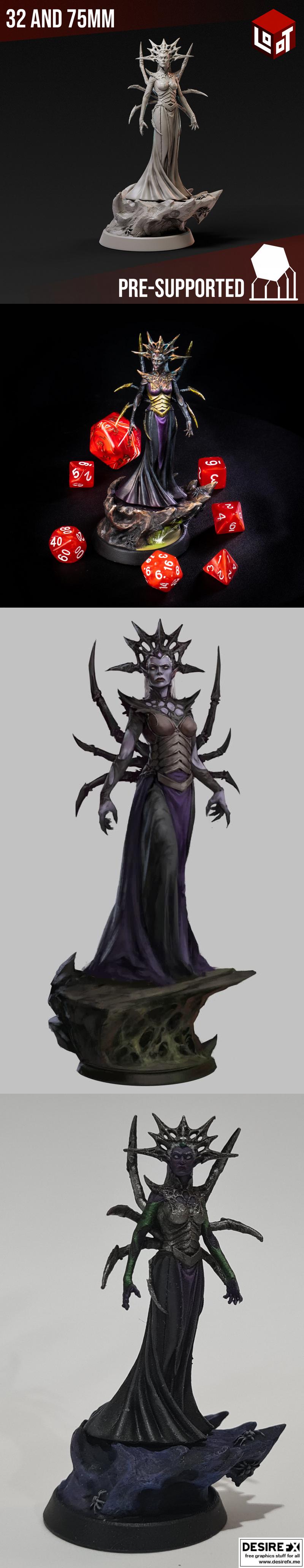 Iniha Yunvra 三维打印模型——暗夜精灵女王|Iniha Yunvra the Drow Queen – 3D Print Model