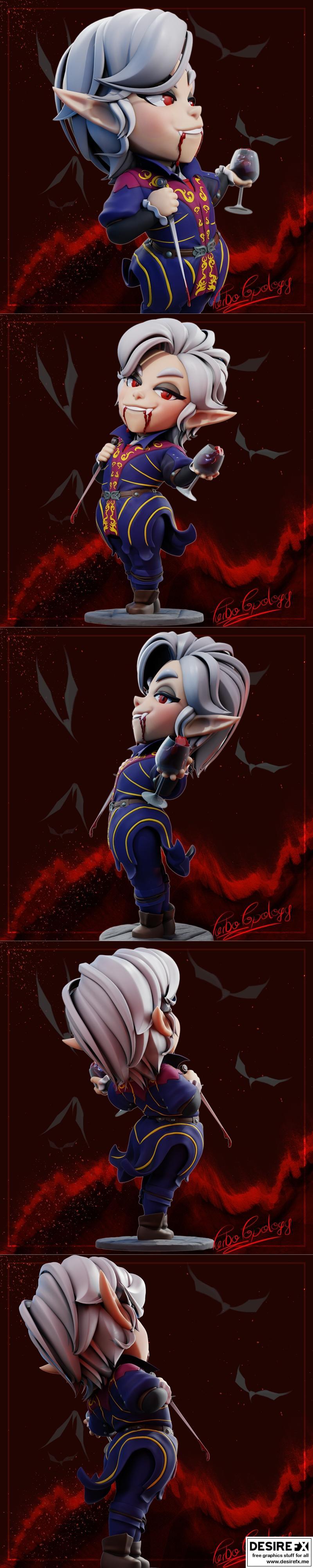 巴德尔之门3 小尺寸阿斯塔里昂 3D打印模型|Chibi Astarion – Baldurs Gate 3 – 3D Print Model STL
