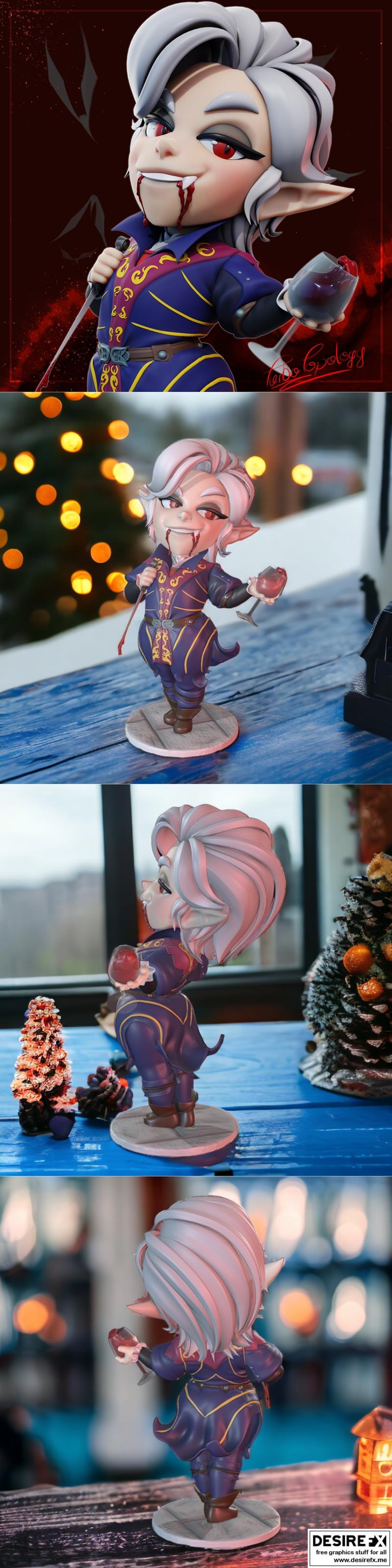 巴德尔之门3 小尺寸阿斯塔里昂 3D打印模型|Chibi Astarion – Baldurs Gate 3 – 3D Print Model STL