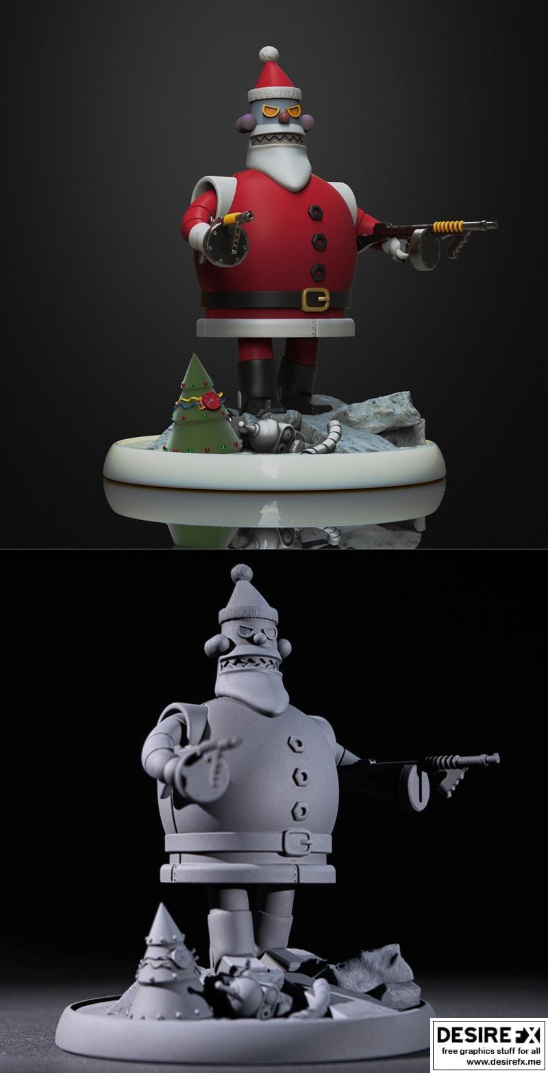 飞天小女警-机器人圣诞老人-3D打印模型|Futurama – Robot Santa – 3D Print Model STL