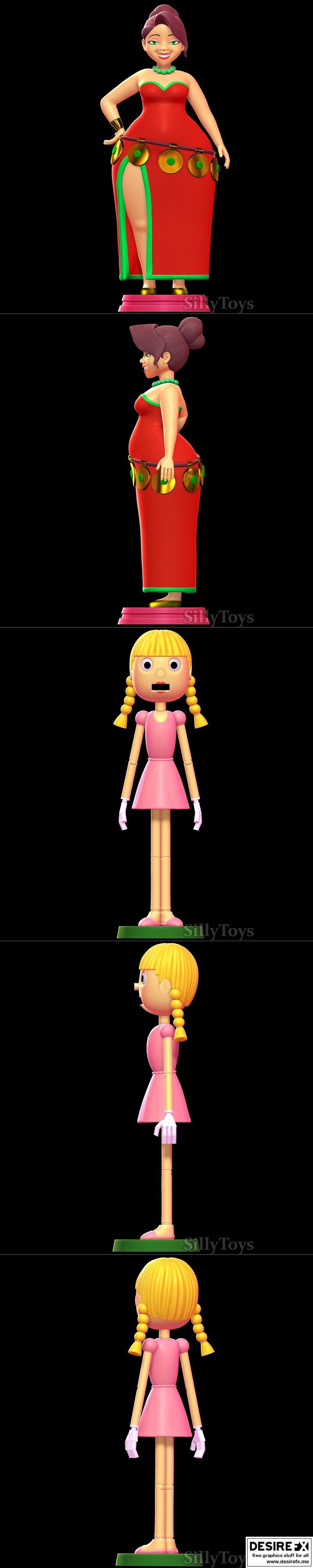 莉莉丝——雪之女王——镜之大陆与木偶女孩——谢尔克 3D打印模型|Lilith – The Snow Queen – Mirrorlands and Pinocchio Girl – Shrek – 3D Print Model STL