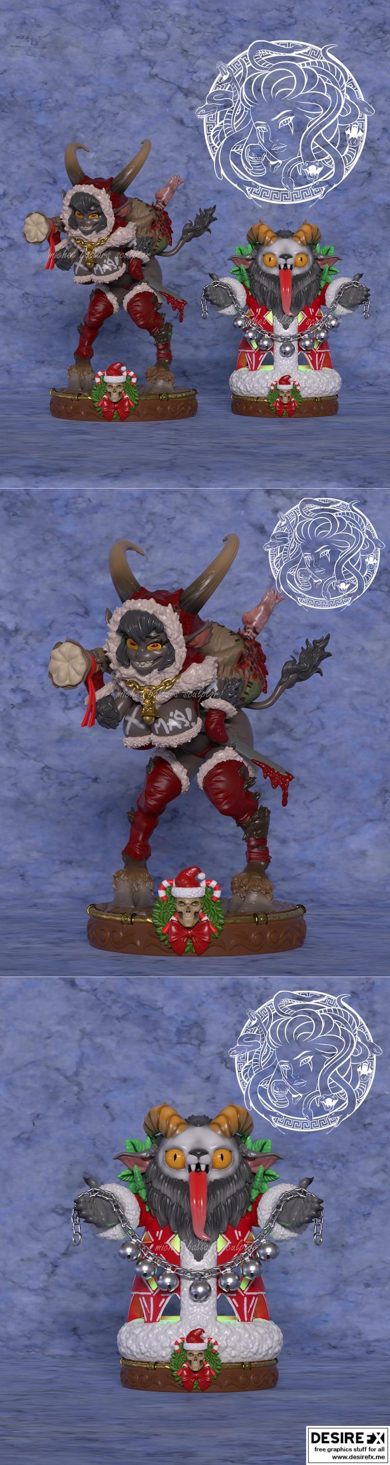Krampus女孩与萌系小精灵 3D打印模型|Krampus Girl and Chibi By Creative Geek MB – 3D Print Model STL