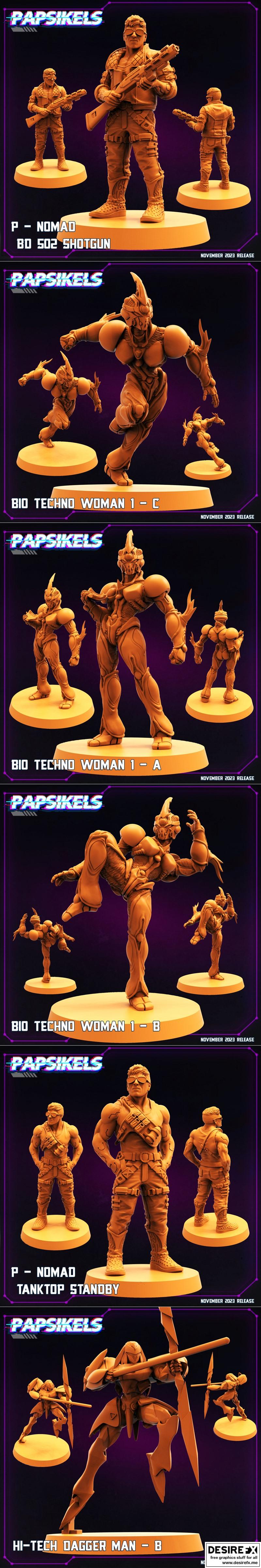 Papsikels迷你模型——赛博朋克2023款3D打印雕塑|Papsikels Miniatures – Cyberpunk November 2023 – 3D Print Model STL