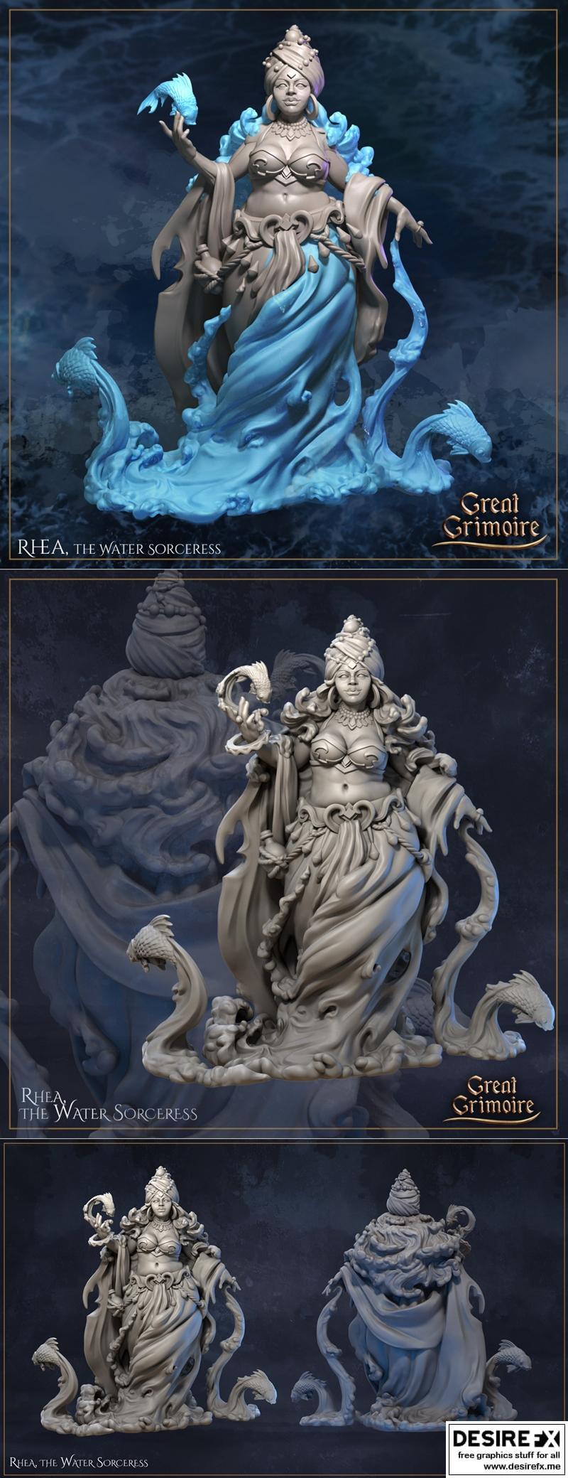 伟大秘典——瑞亚，水之巫女——3D打印模型|Great Grimoire – Rhea, the Water Sorceress – 3D Print Model STL