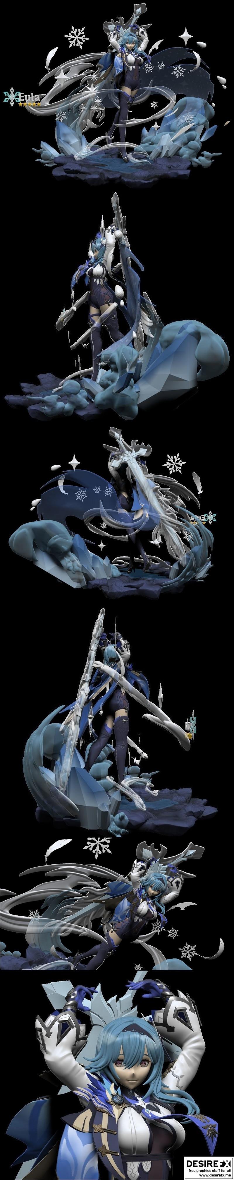 原神·伊莉丝·3D打印模型|Eula from Genshin Impact – 3D Print Model