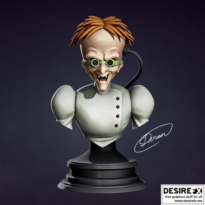 火星叛逆者：3D打印骑摩托风格毛发模型|Karbunkle Bust – Biker Micer from Mars – 3D Print Model