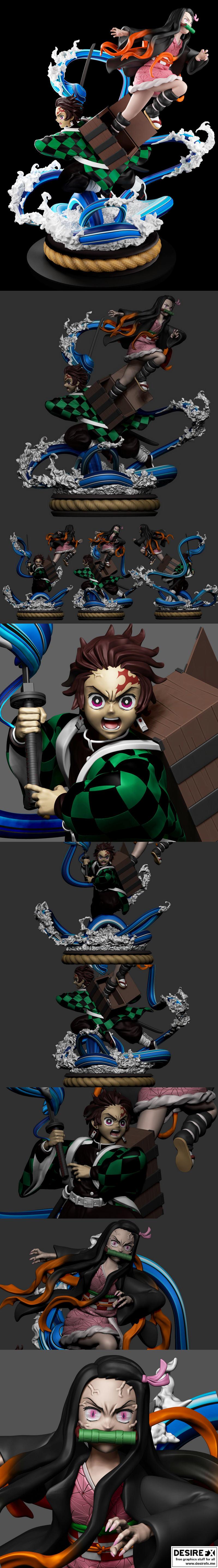 《咒灵纪行：Tanjiro与Nezuko 3D打印模型》|Demon Slayer – Tanjiro and Nezuko – 3D Print Model