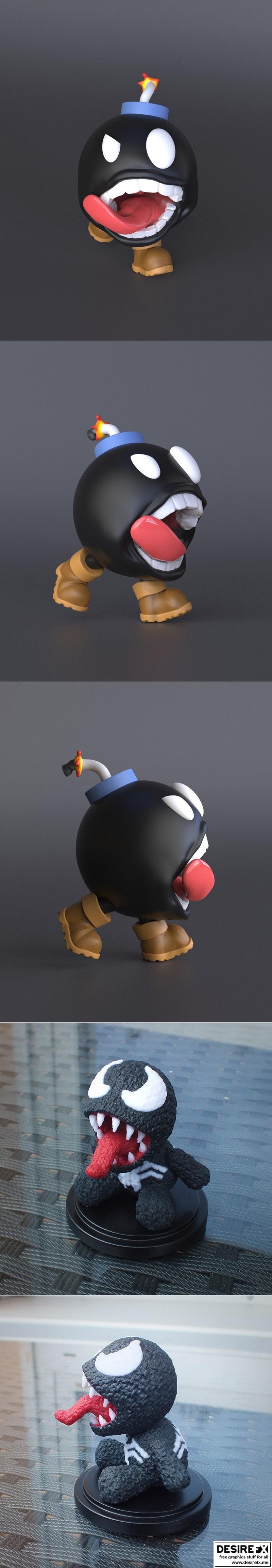 Bomb-Omb与毒液 crochet玩偶系列——3D打印模型|Bomb-Omb and Venom Crochet Puppet Series – 3D Print Model STL