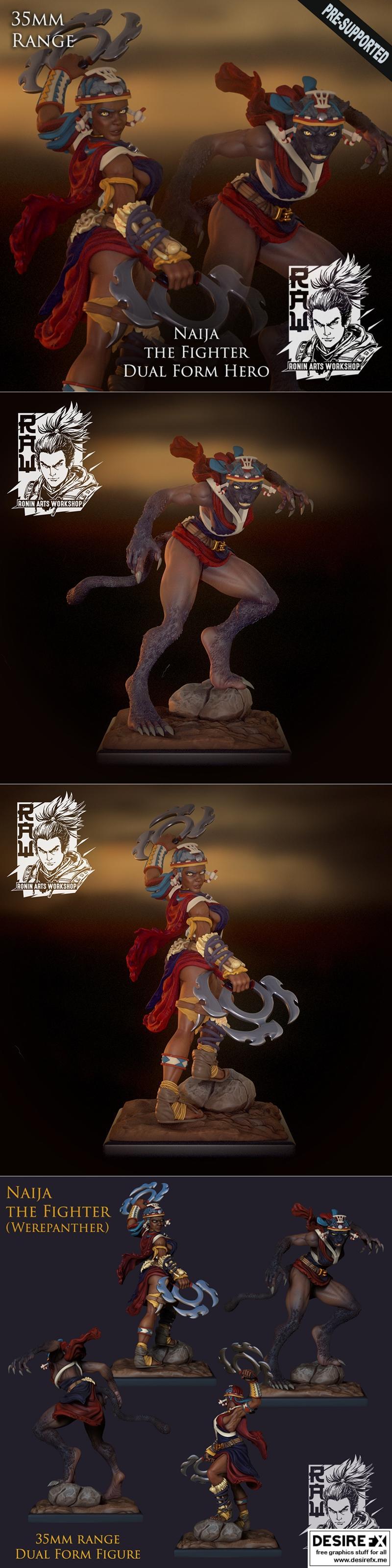 Ronin Arts Workshop - 《纳吉战士》3D打印模型|Ronin Arts Workshop – Naija The Fighter – 3D Print Model STL