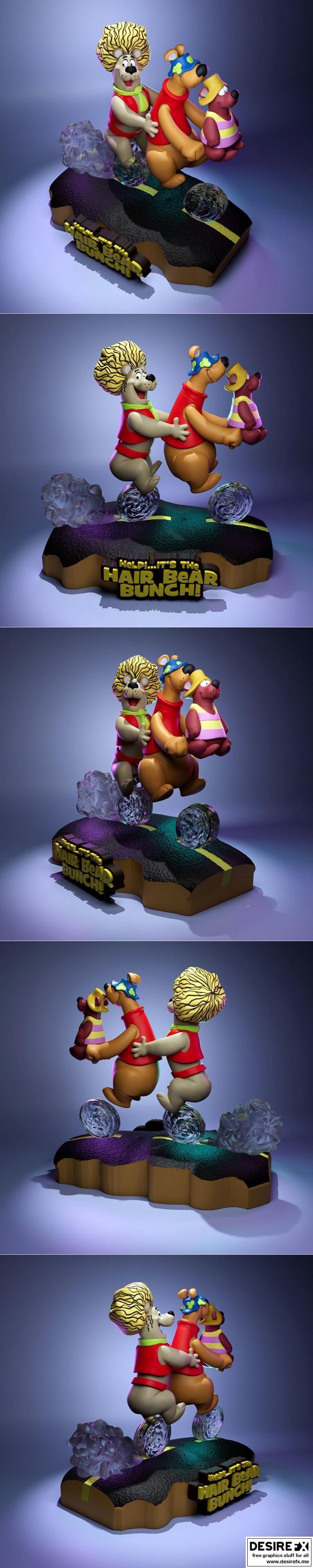 Hair Bear Bunch - 3D打印模型|HAir Bear Bunch – 3D Print Model STL