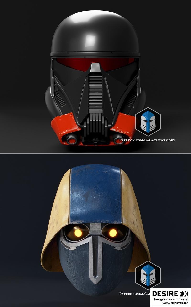 死亡士兵原型头盔与科洛桑保安部队头盔——3D打印模型|Death Trooper Prototype Helmet and Coruscant Security Force Helmet – 3D Print Model STL