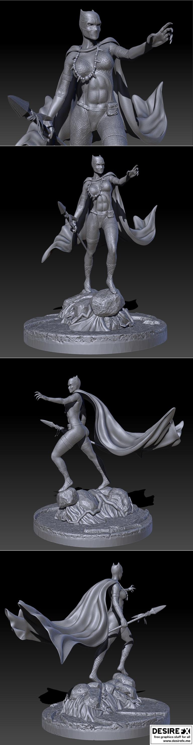 黑豹女性 3D打印模型|Black Panther Woman – 3D Print Model STL