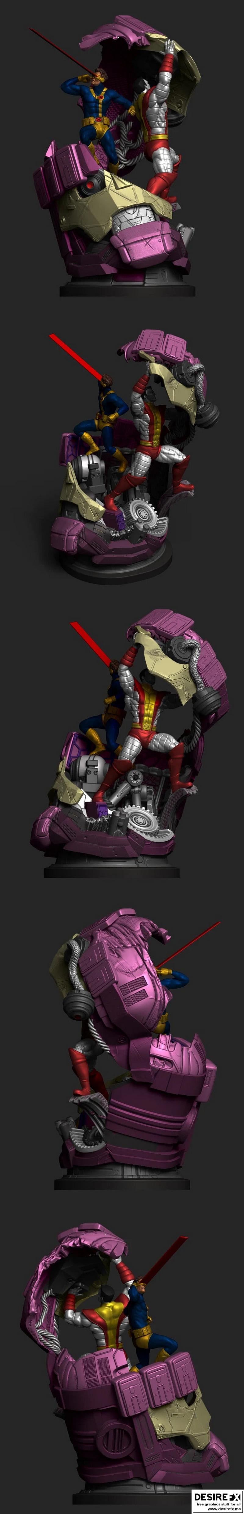 Cyclops与Colossus对战哨兵——3D打印模型|Cyclops and Colossus vs Sentinel – 3D Print Model