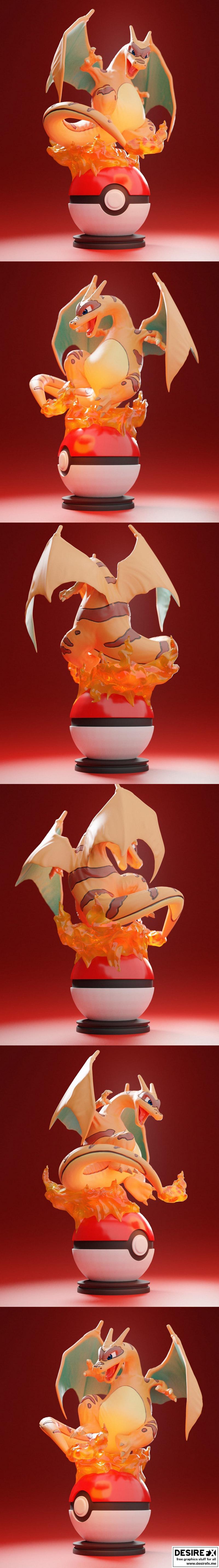 宝可梦3D打印模型：火龙篇|Charizard Clone Flaming Pokemon – 3D Print Model
