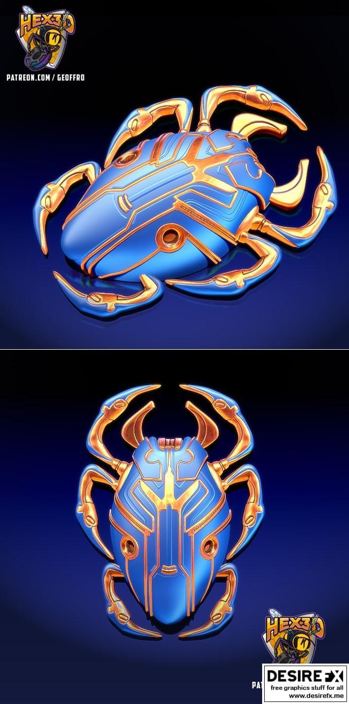 Hex3D - 蓝色飞镖 - 3D打印模型|Hex3D – Blue Beetle – 3D Print Model STL