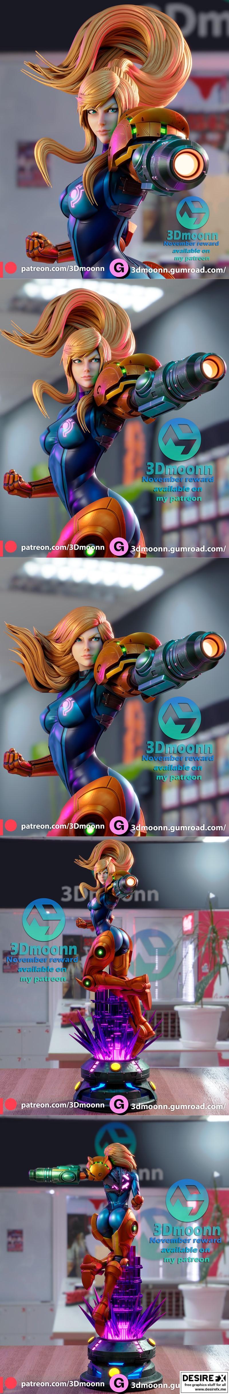 3D打印模型：萨姆斯·阿瑞斯（Samus）角色雕塑|3Dmoonn – Samus – 3D Print Model STL
