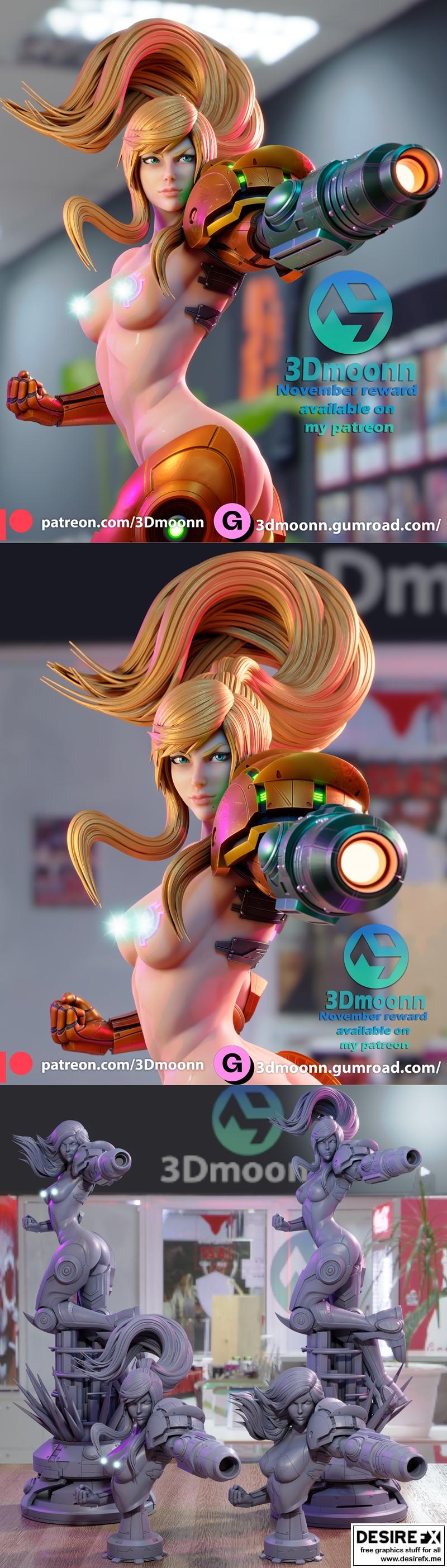 3D打印模型：萨姆斯·阿瑞斯（Samus）角色雕塑|3Dmoonn – Samus – 3D Print Model STL