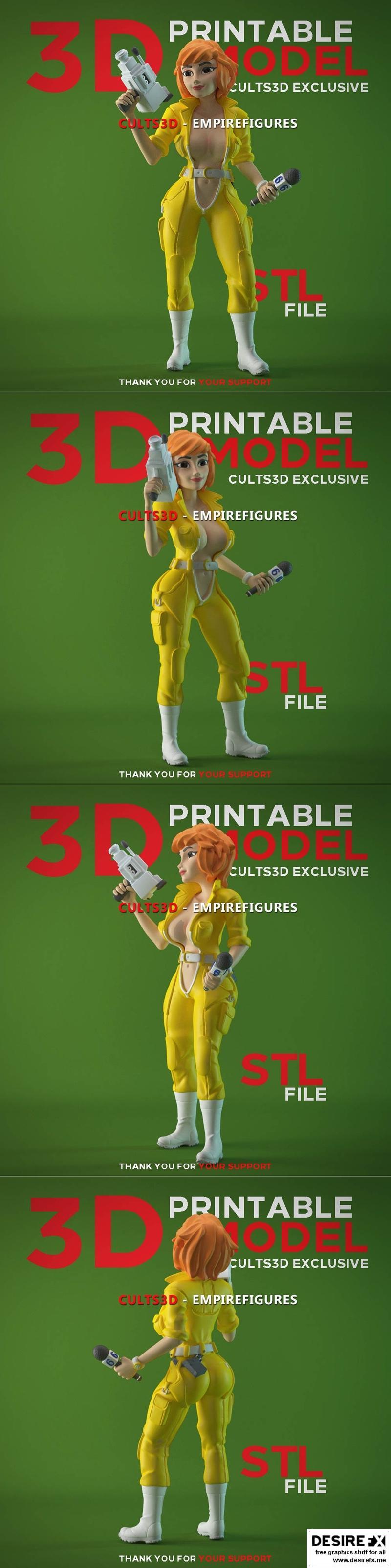 帝国人物模型 - 阿普尔·奥尼尔 - 3D打印模型|EmpireFigures – April O’Neil – 3D Print Model STL