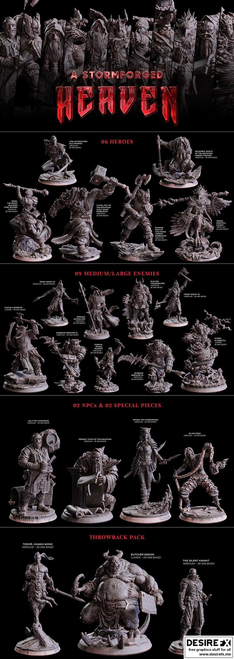 神骸迷你模型——风暴铸就的天堂——3D打印模型|Flesh of Gods Miniatures – A Stormforged Heaven – 3D Print Model STL